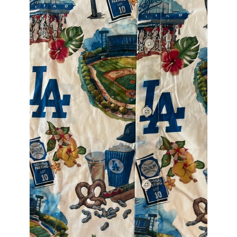 Reyn Spoomer 2XL Hawaiian Button Up MLB LA Dodger White Shirt (NWOT) - Picture 8 of 10